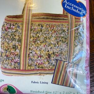 Beach Tote Kit Vintage Cranston Cabana Fabri Knit Style #136 12”x 7.5” x 3” NOS